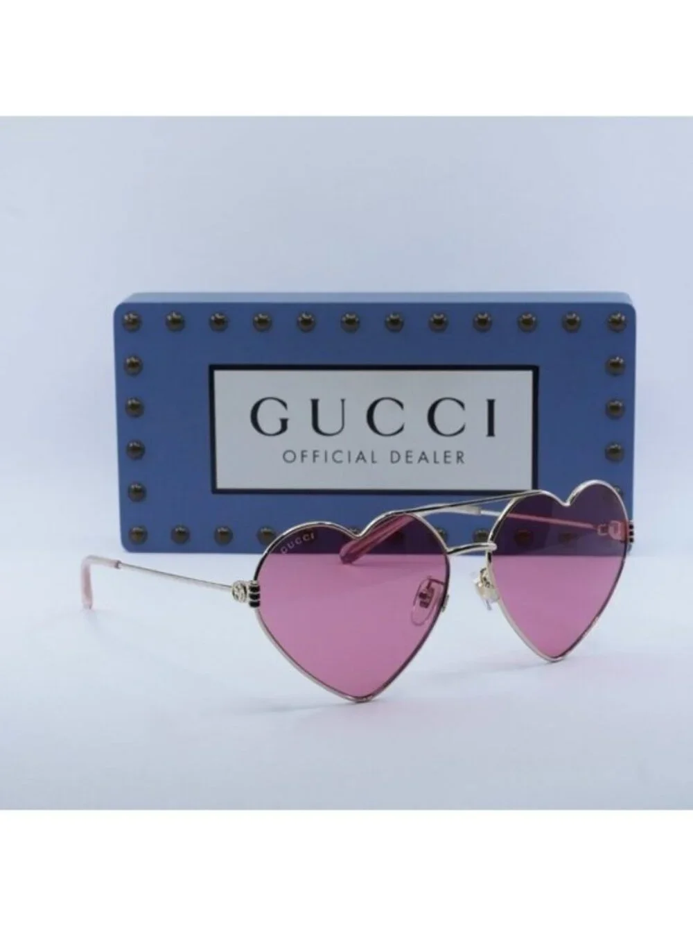 Gucci GG1283S 002 Geometric Sunglasses - Gold\Cyclamen